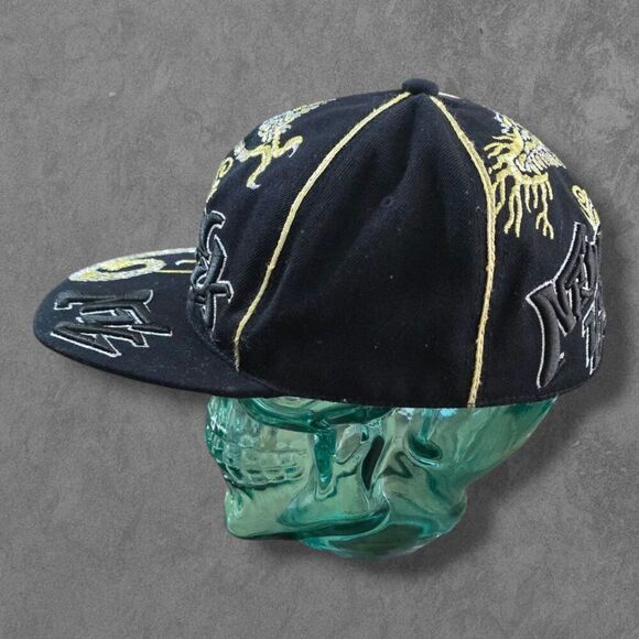 Vintage Y2K Cursedi Streetwear Fitted Embroidered Dragon Baseball Cap New York B - Picture 4 of 6